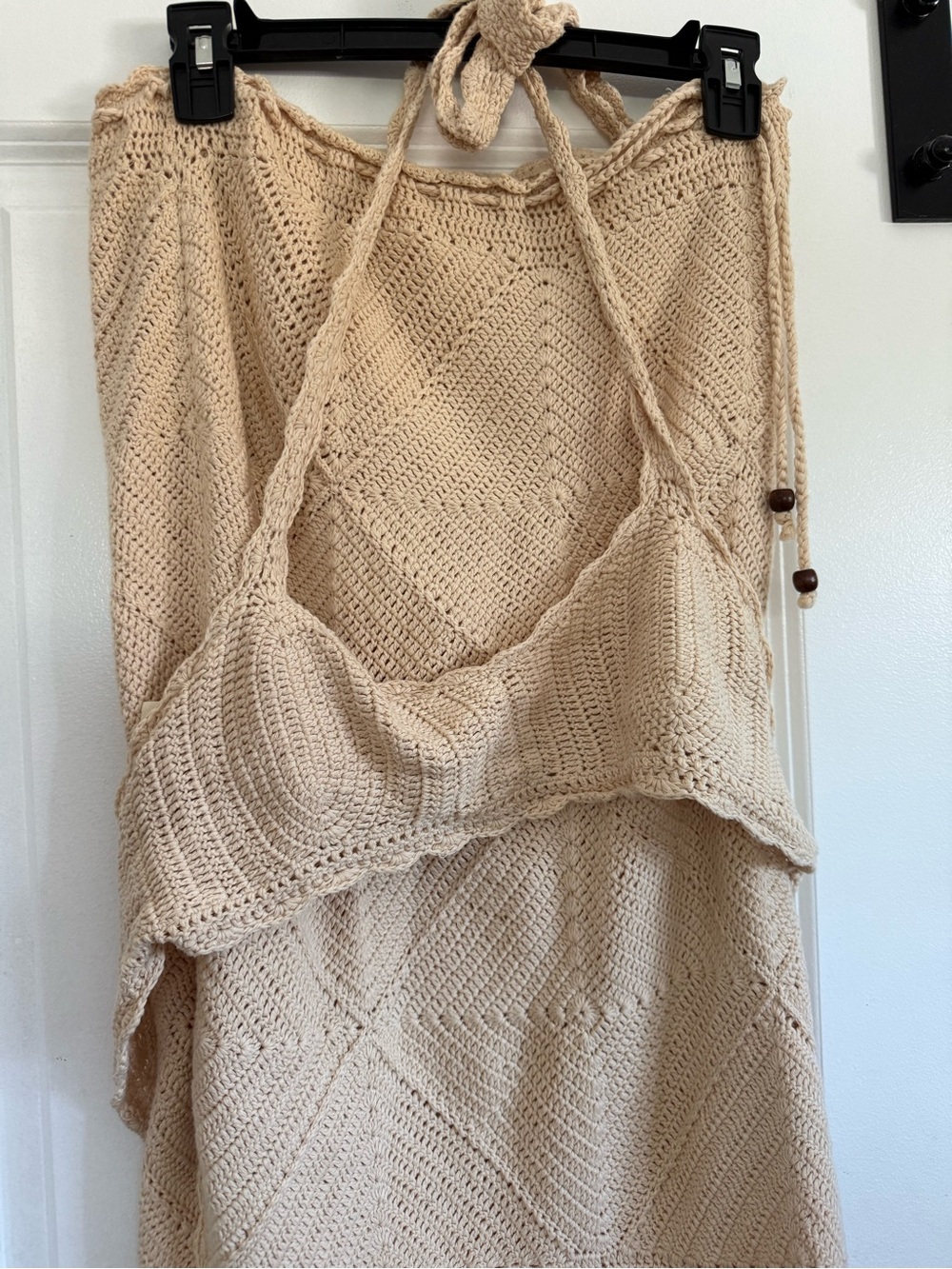 Spell Cream Crochet Knit skirt set